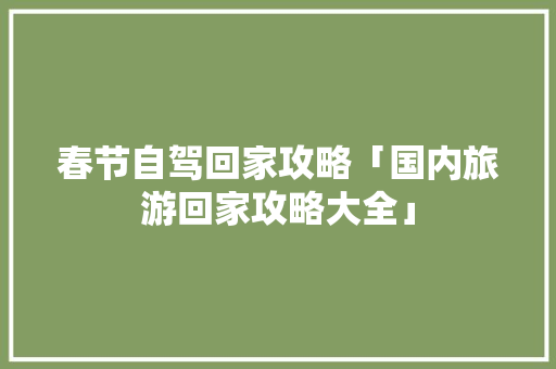 春节自驾回家攻略「国内旅游回家攻略大全」 春节自驾回家攻略「国内旅游回家攻略大全」 美食食谱