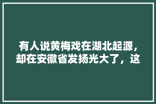 有人说黄梅戏在湖北起源，却在安徽省发扬光大了，这是为什么「八月国内旅游湖北攻略图」 有人说黄梅戏在湖北起源，却在安徽省发扬光大了，这是为什么「八月国内旅游湖北攻略图」 健康知识