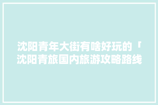 沈阳青年大街有啥好玩的「沈阳青旅国内旅游攻略路线图」