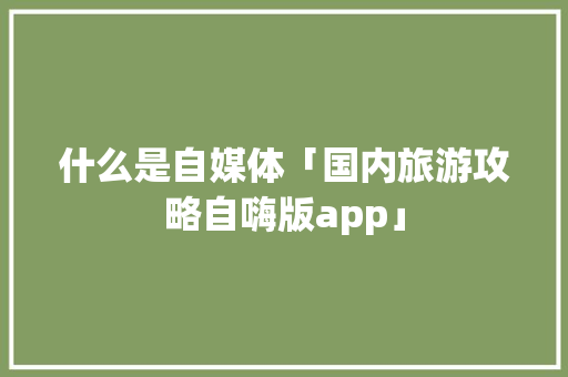 什么是自媒体「国内旅游攻略自嗨版app」