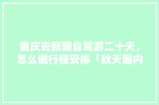 重庆去新疆自驾游二十天，怎么做行程安排「秋天国内旅游攻略大全」