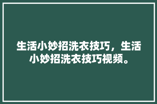 生活小妙招洗衣技巧，生活小妙招洗衣技巧视频。
