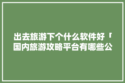 出去旅游下个什么软件好「国内旅游攻略平台有哪些公司」