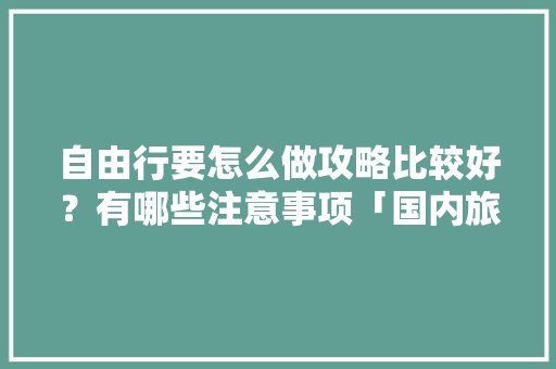 自由行要怎么做攻略比较好？有哪些注意事项「国内旅游攻略怎么做的视频」