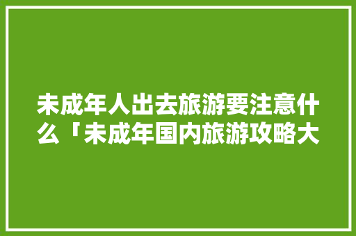 未成年人出去旅游要注意什么「未成年国内旅游攻略大全」
