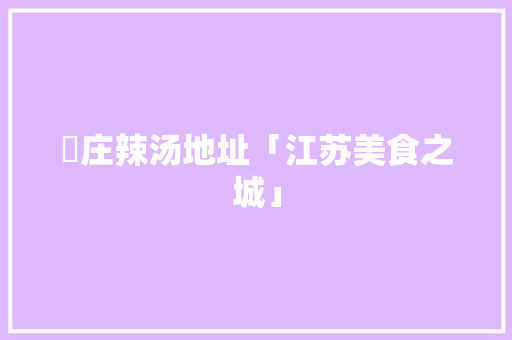 吳庄辣汤地址「江苏美食之城」