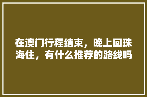 在澳门行程结束，晚上回珠海住，有什么推荐的路线吗「澳门转国内旅游攻略图片」