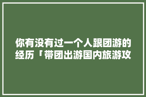 你有没有过一个人跟团游的经历「带团出游国内旅游攻略大全」