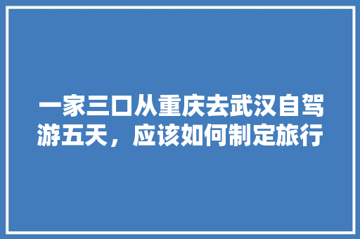 一家三口从重庆去武汉自驾游五天，应该如何制定旅行计划「国内旅游攻略计划有哪些」 一家三口从重庆去武汉自驾游五天，应该如何制定旅行计划「国内旅游攻略计划有哪些」 旅游指南