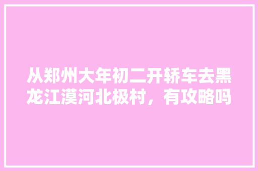 从郑州大年初二开轿车去黑龙江漠河北极村，有攻略吗？可以看到极光吗「冬至国内旅游攻略大全」 从郑州大年初二开轿车去黑龙江漠河北极村，有攻略吗？可以看到极光吗「冬至国内旅游攻略大全」 美食食谱