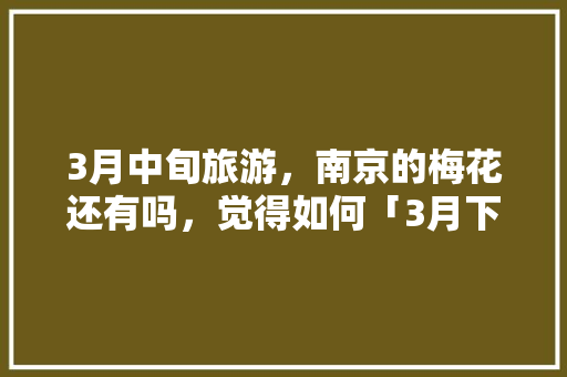 3月中旬旅游，南京的梅花还有吗，觉得如何「3月下旬去哪旅游最好」 3月中旬旅游，南京的梅花还有吗，觉得如何「3月下旬去哪旅游最好」 生活技巧