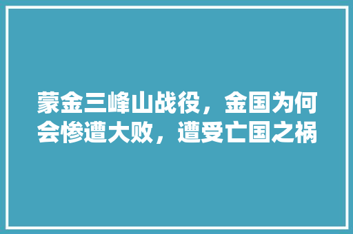 蒙金三峰山战役，金国为何会惨遭大败，遭受亡国之祸「阿方宫门票」 蒙金三峰山战役，金国为何会惨遭大败，遭受亡国之祸「阿方宫门票」 旅游指南
