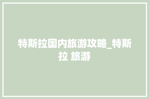 特斯拉国内旅游攻略_特斯拉 旅游