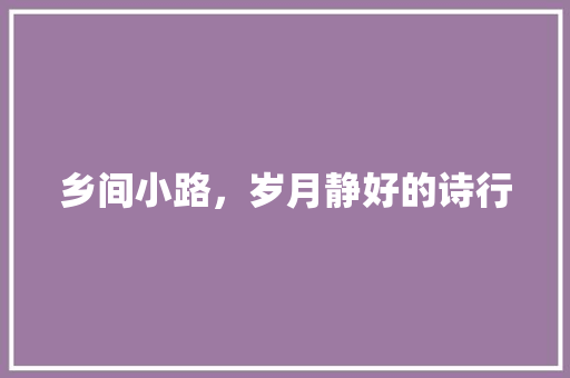 乡间小路，岁月静好的诗行 家庭生活