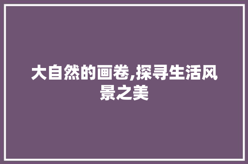 大自然的画卷,探寻生活风景之美