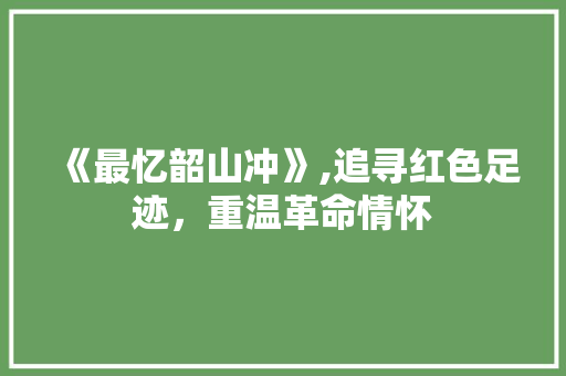 《最忆韶山冲》,追寻红色足迹，重温革命情怀 生活技巧