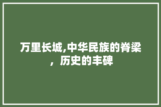 万里长城,中华民族的脊梁，历史的丰碑 时尚潮流