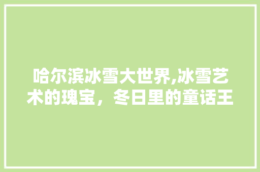 哈尔滨冰雪大世界,冰雪艺术的瑰宝，冬日里的童话王国 旅游指南