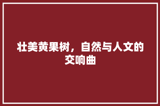 壮美黄果树,自然与人文的交响曲 旅游指南 壮美黄果树,自然与人文的交响曲 旅游指南
