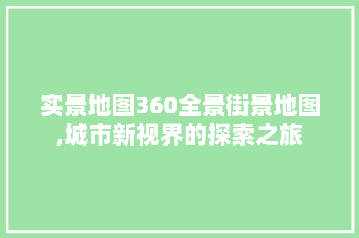 实景地图360全景街景地图,城市新视界的探索之旅 美食食谱