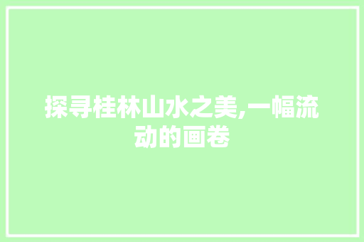 探寻桂林山水之美,一幅流动的画卷 旅游指南