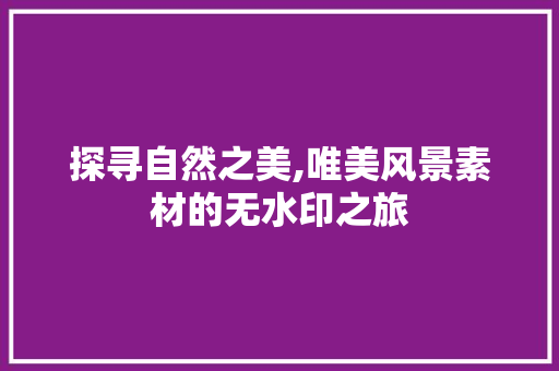 探寻自然之美,唯美风景素材的无水印之旅 旅游指南