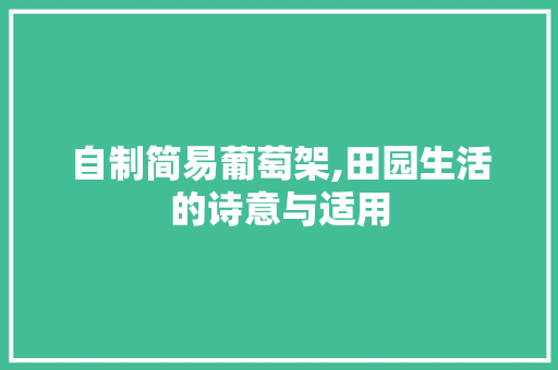 自制简易葡萄架,田园生活的诗意与适用 旅游指南