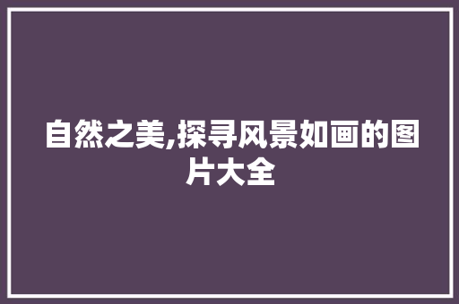自然之美,探寻风景如画的图片大全 健康知识 自然之美,探寻风景如画的图片大全 健康知识