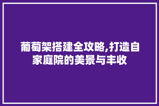 葡萄架搭建全攻略,打造自家庭院的美景与丰收