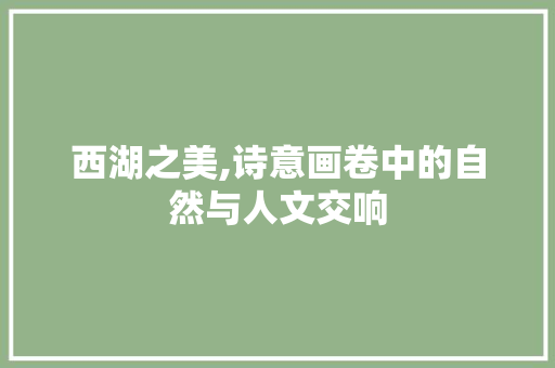 西湖之美,诗意画卷中的自然与人文交响 时尚潮流
