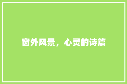 窗外风景，心灵的诗篇 时尚潮流